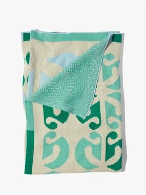 Glossier Field Greens 100% Cotton Knit Throw Blanket